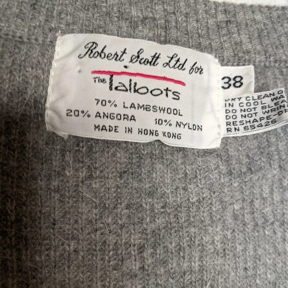 Vintage Lambswool & Angora Cardigan Grey, Robert Scott for The Talbots - Picture 7 of 9